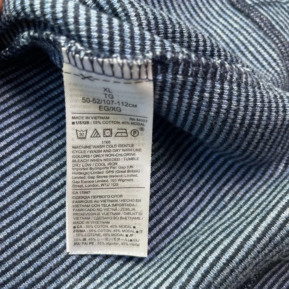 Banana Republic Henley Shirt Striped Long Sleeve Casual Top XL Boho Grunge Retro